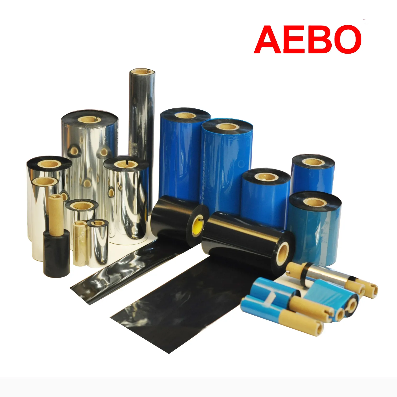 Aebo Fabriek S22 Premium Wax Hars Barcode Lint 110Mm * 300mtr Voor Thermische Transfer Label Stickers