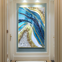 Peinture murale décorative de luxe, en cristal, or, moderne et Simple, pour salon, fond de canapé, décoration, bleu à suspendre