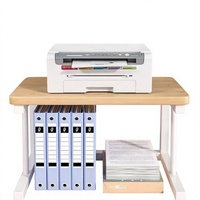 Étagère de bureau en bois multi-usages pour imprimante, organiseur de fichiers, meuble de rangement à 3 niveaux, sans installation