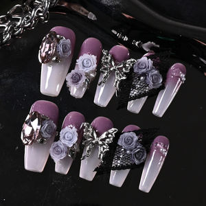 Uñas acrílicas de lujo hechas a mano al por mayor, uñas postizas acrílicas de cobertura completa, etiqueta privada, uñas postizas de alta calidad - Product Image 3