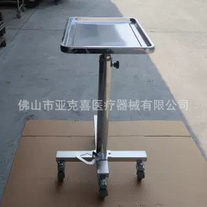 Thickened stainless steel medical cross-<b>leg</b> pneumatic tray trolley, <b>height</b> <b>adjustable</b>, movable. - Product Image 2