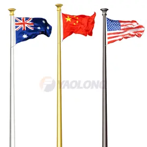 Giant Flag Pole Suppliers Yaolong 5m 6m 7m 8m Ss304/ss316/iron/aluminum White Silver Black Flying Stainless Steel/aluminum/iron