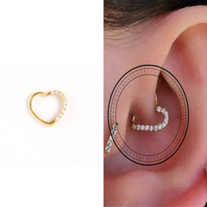 CANNER Prix d'usine Boucles d'oreilles piercing en argent sterling S925, design cœur simple et élégant avec diamant, pour cartilage - Product Image 3