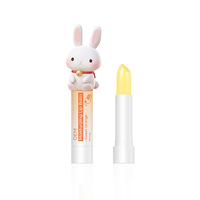 Cute Bunny Kids Boca Red Lip Glaze Hidratante y elimina la piel muerta muñeca de dibujos animados Bálsamo labial