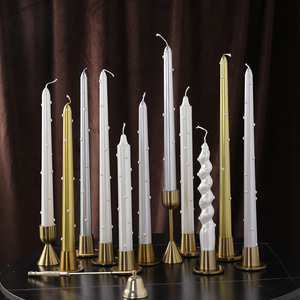 Bougie longue en perles de luxe européennes, 30 cm, sans fumée, parfumée, pour hôtel, table, décoration d'ambiance romantique - Product Image 3