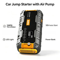 Démarreur de voiture avec pompe à air 12V 1000A, gonfleur de pneus portable 150 PSI, batterie externe