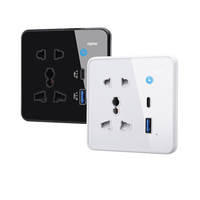 SIXWGH Tuya Smart Wi-Fi + BLE Prise murale avec USB-C PD 3.0 et USB-A QC 3.0 Charge rapide Alexa Google Home 13A/2860W Charge maximale