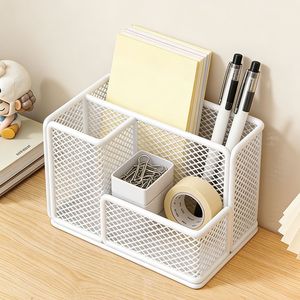 Office Organizer Mesh Storage Rack 16x10x11cm <b>Pen</b> Holder Desk Stationery Container Simple Metal <b>Box</b> for Office Use - Product Image 4