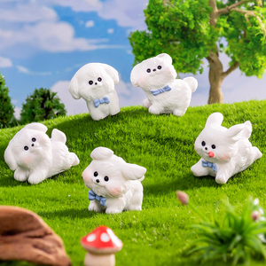 ตุ๊กตาเรซิ่นรูปสุนัขสีขาวขนาดเล็กน่ารัก ของตกแต่งรูปสัตว์การ์ตูนสำหรับตกแต่งภูมิทัศน์ อุปกรณ์ DIY - Product Image 2