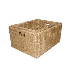 Cheap Price Water Hyacinth Portable <b>Foldable</b> Grass Woven Storage <b>Basket</b> with Sturdy Built-in Handle Handwoven <b>Basket</b> - Product Image 2