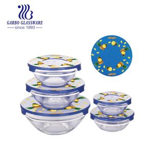 Juego <span class=keywords><strong>de</strong></span> cuencos <span class=keywords><strong>de</strong></span> vidrio transparente para fruta, juego <span class=keywords><strong>de</strong></span> cuencos <span class=keywords><strong>de</strong></span> postre con tapa <span class=keywords><strong>de</strong></span> colores <span class=keywords><strong>de</strong></span> impresión <span class=keywords><strong>de</strong></span> transferencia, 5 uds., <span class=keywords><strong>precio</strong></span> <span class=keywords><strong>de</strong></span> fábrica, China - Product Image 1