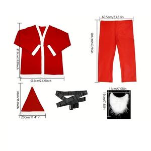 वयस्क सांता क्लॉस के 5 सेट गैर-बुने बच्चों के कपड़े जैकेट + टोपी + पैंट + पैंट + दाढ़ी - Product Image 2