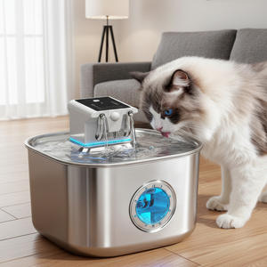 Fontaine à eau pour animaux de compagnie Ft904, 3,2 L, en acier inoxydable, distributeur d'eau manuel pour chat et chien, non électrique, détachable - Product Image 5