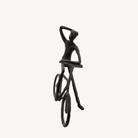 Statue de cycliste moderne en fonte, figurine homme en métal, sculpture d'art rustique, décoration de table de salon, cadeau fait main