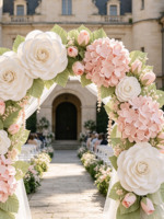 Ensemble d'arches florales géantes romantiques G-256 pour la décoration de la cérémonie de mariage en bord de mer, la zone photo de fête en plein air, la scène d'événement