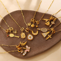 Collier ras du cou vintage personnalisé multicouche empilable en acier inoxydable avec breloques DIY multi-formes (ours, raquette, serpent)