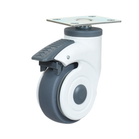Roue pivotante VIMA 3 pouces grise en TPR avec support pour chariot, chariot de transport, mobilier, roue médicale avec frein total et plaque pivotante pour lit
