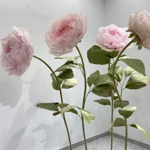 Accetta la personalizzazione fiori di organza di simulazione di peonia artificiale gigante per la decorazione dell'esposizione di nozze/palcoscenico/hotel/centro commerciale