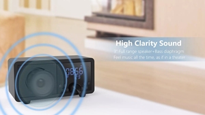 Loa Răng Xanh Di Động Với Đài FM Loa Không Dây Âm Thanh Tăng Cường Âm Trầm Retro Đầu Ra Âm Thanh Máy Tính Xách Tay Kèm Đồng Hồ Báo Thức - Product Image 5