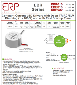 ไดรเวอร์ LED AC-DC รุ่น Ebr020u-0400-42 ราคาดีที่สุด 400mA/500mA 16W 30-42V สำหรับไฟ LED - Product Image 2