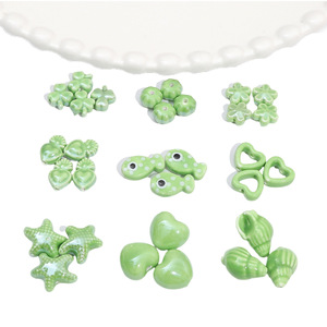 Matériau des perles de céramique vertes dessinées à la main Perles en vrac DIY Homemade Creative Bracelet Collier Bijoux Accessoires - Product Image 5