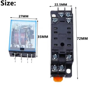 1 Bộ hh52p my2nj mô hình dpdt 12VDC DC24V AC110V AC220V cuộn dây 8 pin 35mm Din Rail Power Relay + ổ cắm hh52p my2nj mô hình dpdt 12VDC - Product Image 5