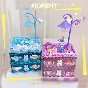 Boîte de rangement multi-niveaux style INS pour stylos et lampes, en plastique carré, mignonne, pour étudiants, organisateur de bureau, kit de bricolage - Product Image 3