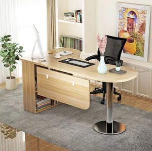 โต๊ะทำงานมุมโค้งเรียบง่ายทันสมัย พร้อมชั้นวางหนังสือ ทำจากเมลามีน โต๊ะคอมพิวเตอร์เดี่ยวสำหรับใช้ในบ้านหรือสำนักงาน - Product Image 4