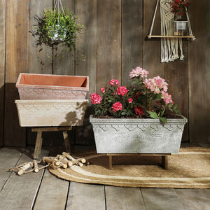 Jardinière rectangulaire en fibre de verre de style nordique, grand diamètre, pour salon, extérieur, balcon, jardin, fleurs - Product Image 1