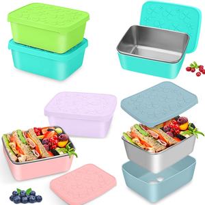 Lonchera de Acero Inoxidable Libre de BPA, Contenedor Portátil de Una Sola Cámara con Tapa de Silicona para Almacenamiento en Refrigerador - Product Image 1