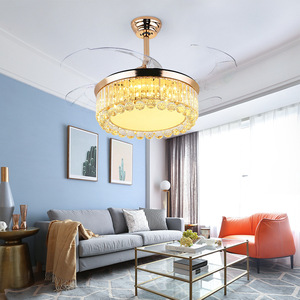 Ventilateur de plafond extérieur silencieux à moteur DC, style luxe moderne, finition cuivre doré, boule de cristal en verre, alimenté par énergie solaire, télécommandé - Product Image 5