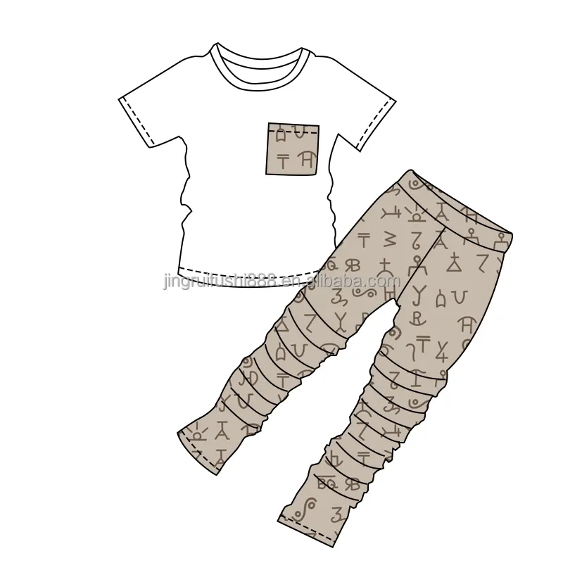 Toptan kızlar 2-Pieces giysi kıyafetler çocuk bebek aztek markalar desen tarzı yığılmış pantolon kıyafetler Tops