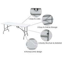Table pliante rectangulaire portable de 6 pieds pour le camping et les pique-niques, en plastique, pour l'extérieur