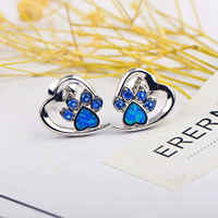 Pendientes de Cruz - Joyería Religiosa Chapada en Plata con Incrustaciones de Ópalo Azul para Mujer al por Mayor