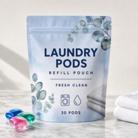 Sachet refermable personnalisé de qualité alimentaire en MOPP/VMPET/PE pour poudre de lessive et produits de nettoyage ménager