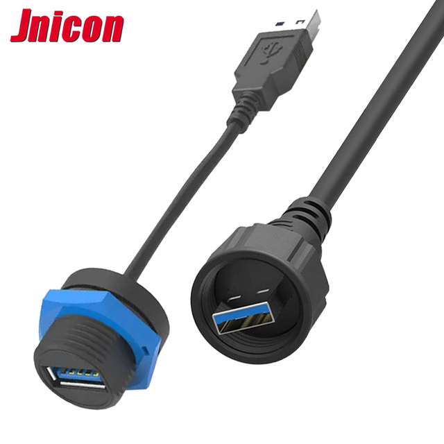 Jnicon M19 Waterproof USB Connector Panel Mount Plug Socket Signal Connector USB for Automotive Motorcycle  USB Panel Mount