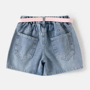 Shorts in <span class=keywords><strong>Jeans</strong></span> da Ragazza, Carini e alla Moda per l'Estate, con Stampa a Stelle, Gamba Dritta, in Denim - Product Image 4