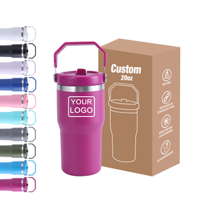 Portable Outdoor 20oz Tumbler with Handle Purple Flip Straw Kids Water Bottle Leak Proof Custom Travel <strong>Mug</strong> for Kids Tumbler <strong>Cute</strong> - Product Image 1