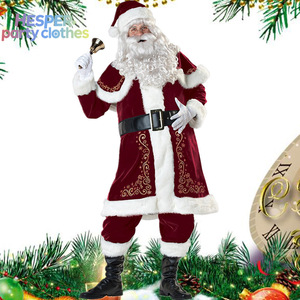 Disfraz de Papá Noel para Adultos HESPER, Disfraz de Juego de Rol Navideño, Conjunto Completo para Parejas con Chal - Product Image 3