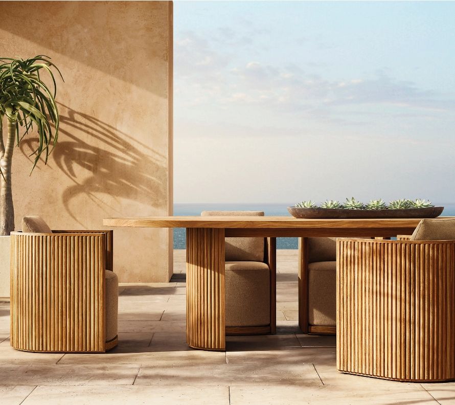 2024 Byron Teak Round Dining Table Outdoor Teak Wood Combination Table And Chair