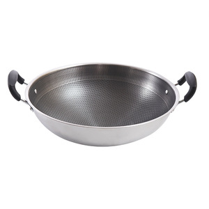 Wok in Acciaio Inossidabile Stile Cinese con Doppio Manico a Nido d'Ape, Padella Antiaderente Grande per Uso Domestico, per Fornelli a Gas, Senza Coperchio, Speciale per Cuochi Casalinghi - Product Image 5