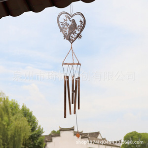 Carillons éoliens en aluminium, tubes métalliques, forme de cœur, motif d'oiseau, décoration extérieure, cadeau - Product Image 1