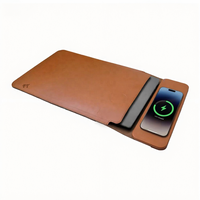 Sac pour ordinateur portable avec chargeur sans fil rapide 15W, batterie externe 5000mAh, en cuir, magnétique, étanche, pour ordinateur portable 14/16 pouces, breveté
