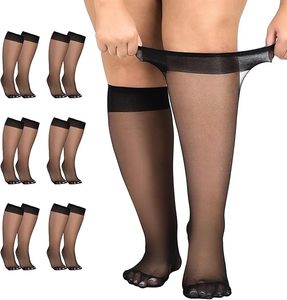<span class=keywords><strong>Calze</strong></span> al ginocchio trasparenti taglie forti da donna, per polpacci larghi, in nylon sottile 10D, antiscivolo, sexy, lunghe, taglia unica - Product Image 4
