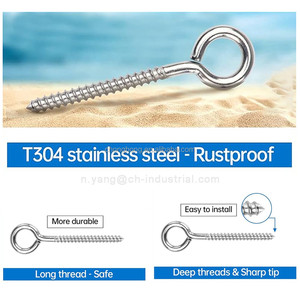 Vis <span class=keywords><strong>à</strong></span> œil en acier inoxydable robuste, vis <span class=keywords><strong>à</strong></span> œil autotaraudeuse, 3,3 pouces <span class=keywords><strong>Crochet</strong></span> <span class=keywords><strong>à</strong></span> œil M6 pour la fixation de câbles sur <span class=keywords><strong>le</strong></span> <span class=keywords><strong>bois</strong></span>, borne de connexion pour fils - Product Image 4