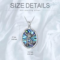 Collier pendentif ovale en argent sterling 925 gravé avec le mot Saint Michel et coquille d'ormeau, bijoux religieux