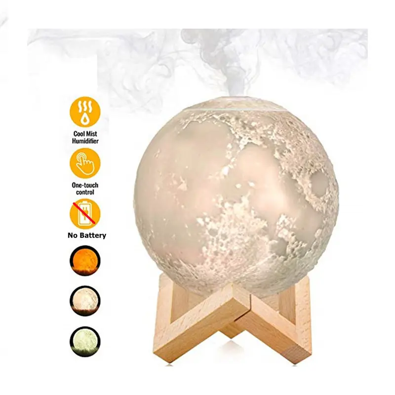 新しいスタイルの月型ライト加湿器ベビーH2OクールミストUsb加湿器空気清浄機3Dランプアロマディフューザー
