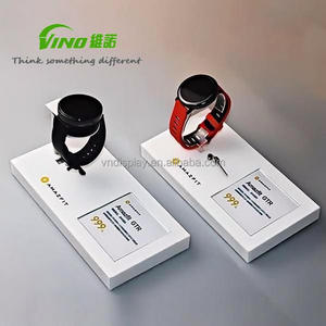 Hiện đại tối giản màu trắng Countertop Smartwatch hiển thị đứng với khe cắm thẻ thông tin, cửa hàng bán lẻ xem Showcase - Product Image 1