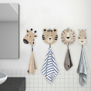 Crochets muraux décoratifs en bois sur le thème des <span class=keywords><strong>animaux</strong></span> de la savane - Porte-manteau mural en MDF pour chambre d'enfant - 4 pièces (Tigre, Lion, Zèbre, Girafe) - Product Image 4