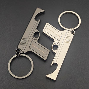 Sleutelhanger met aangepast logo, pistoolvormig, van metaal, mini-flesopener, met sleutelring, Desert Eagle pistool sleutelhouder, promotie - Product Image 2
